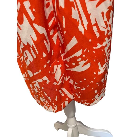 Emma & Michele Orange White Abstract Dress Size 16 - Picture 5 of 8